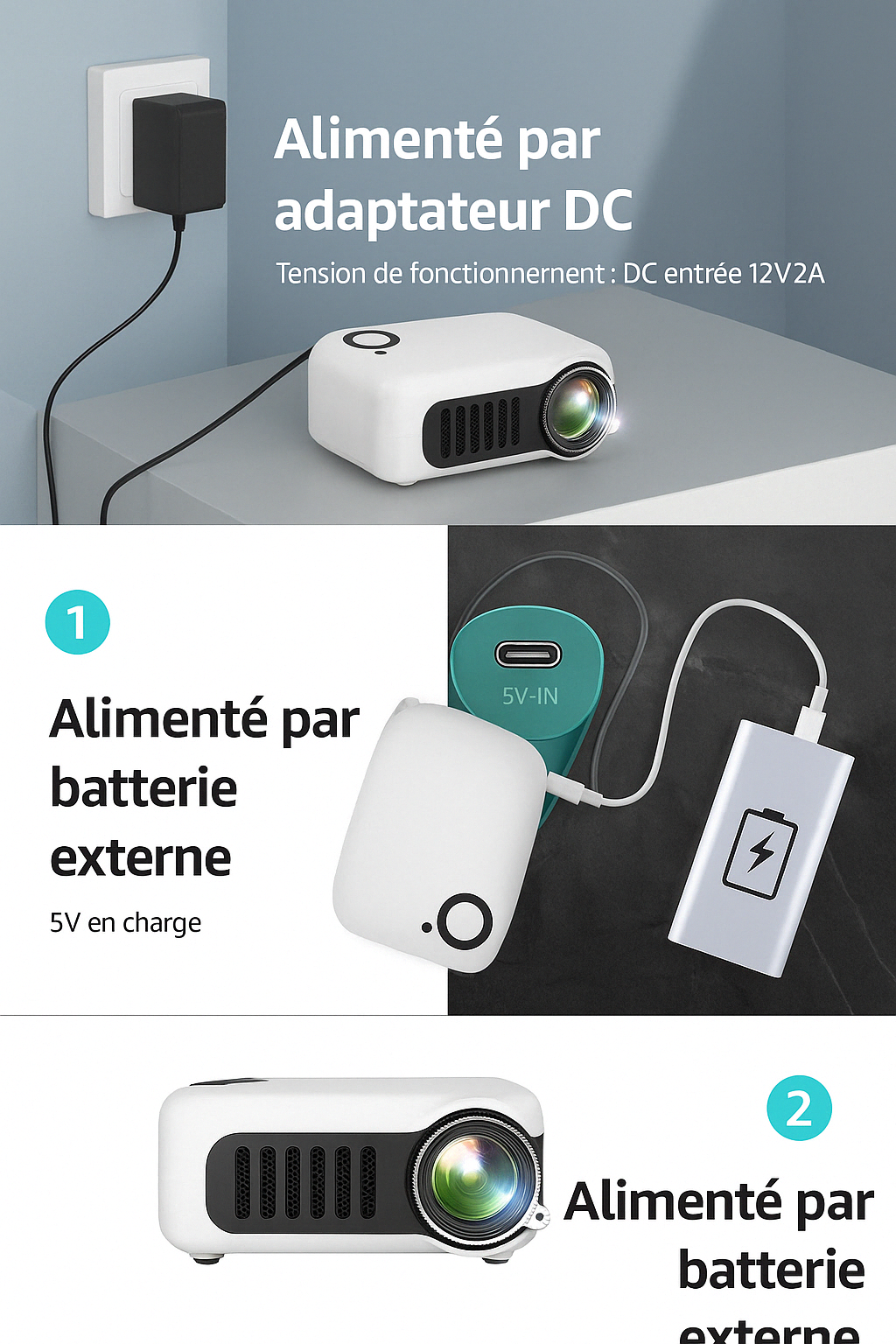 Mini Projecteur Portable A2000 – Cinéma 4K
