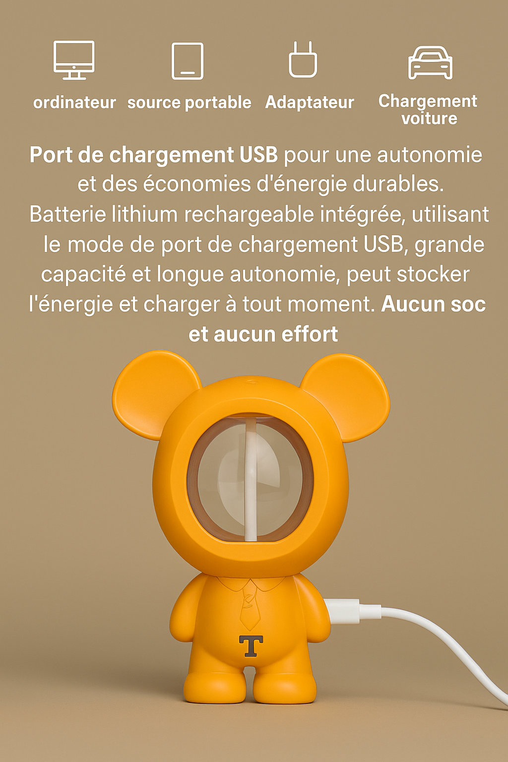 Humidificateur LED Décoratif "MoodBear" – Ambiance Relax & Purification Intelligente