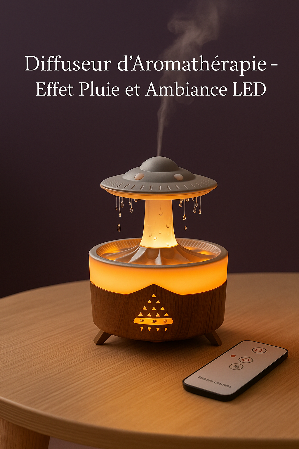 Diffuseur LED "Pluie Zen" – Ambiance Relaxante & Humidification Aromatique