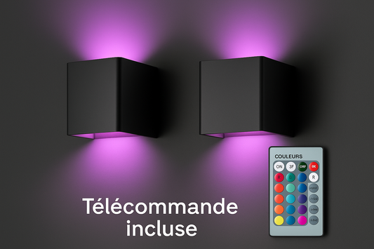 Applique Murale LED Carrée Multicolore – Ambiance Moderne avec Télécommande