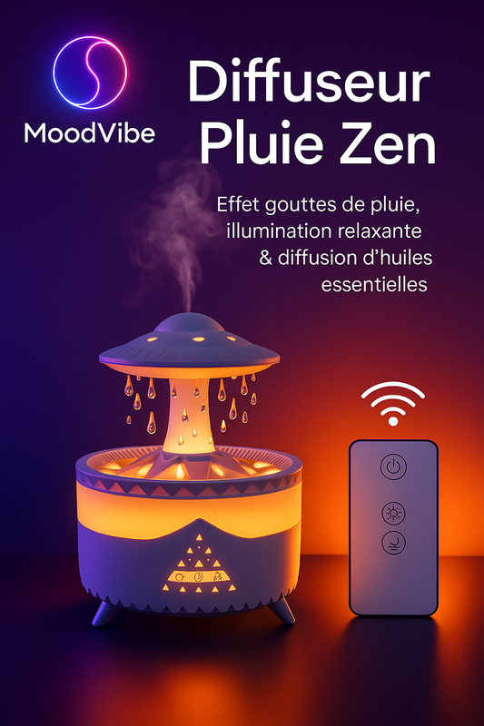 Diffuseur LED "Pluie Zen" – Ambiance Relaxante & Humidification Aromatique