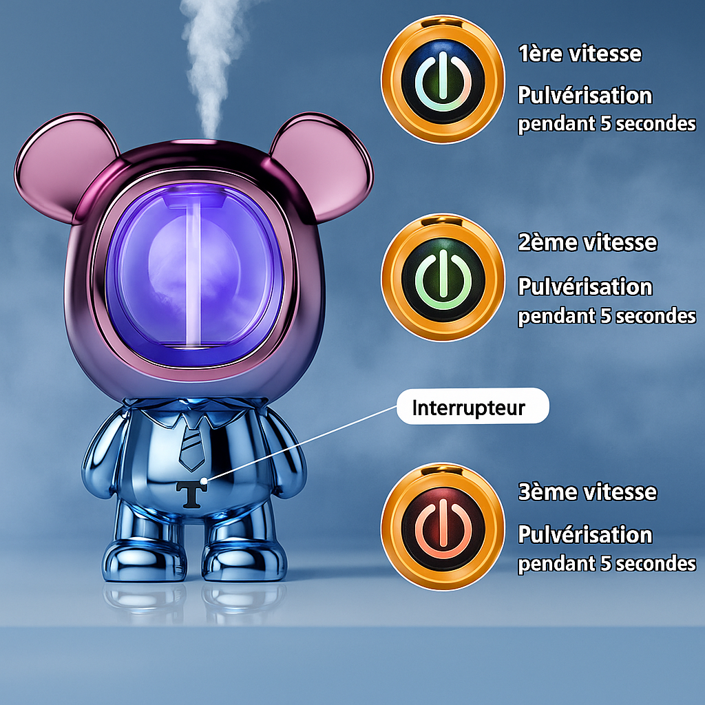 Humidificateur LED Décoratif "MoodBear" – Ambiance Relax & Purification Intelligente