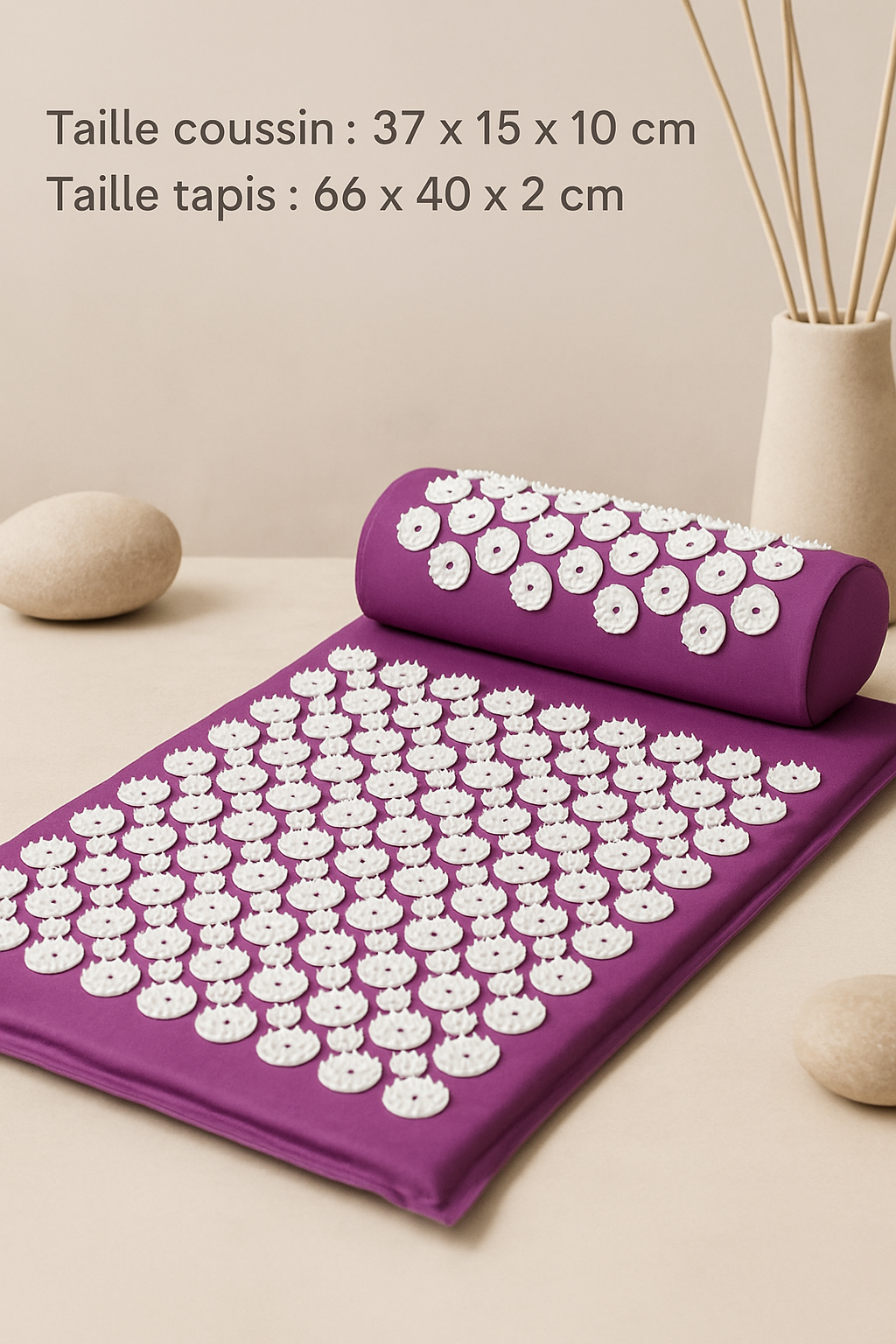 Tapis d’Acupression Relaxant + Coussin – Soulage le Stress, la Fatigue & les Douleurs