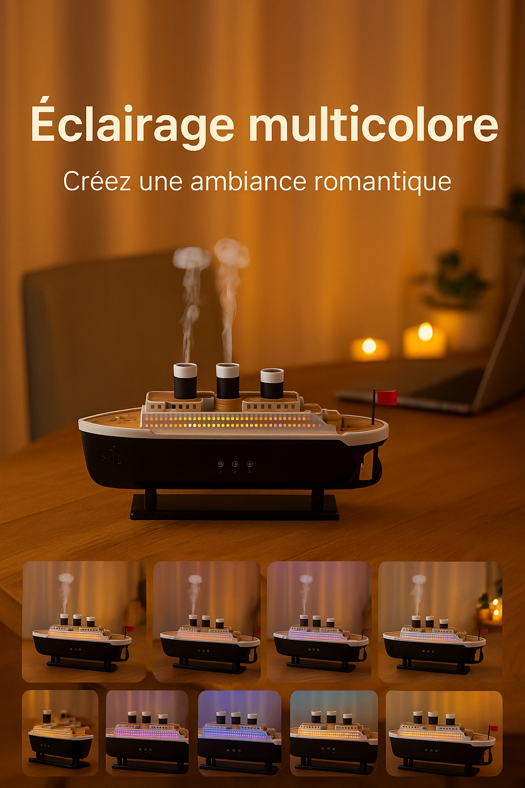 Diffuseur d'Huiles Essentielles LED – Design Bateau Vintage