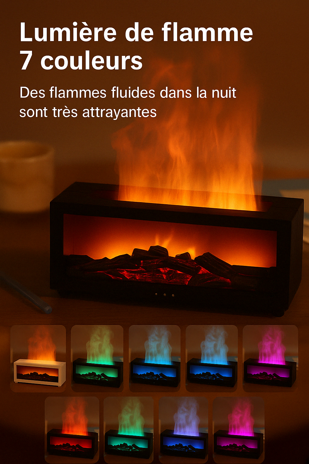 Diffuseur Flamme LED RGB – Ambiance Spa & Bien-Être à la Maison